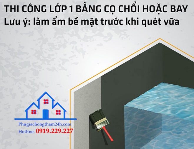 Thi công Sikatop Seal 107 lớp thứ nhất 