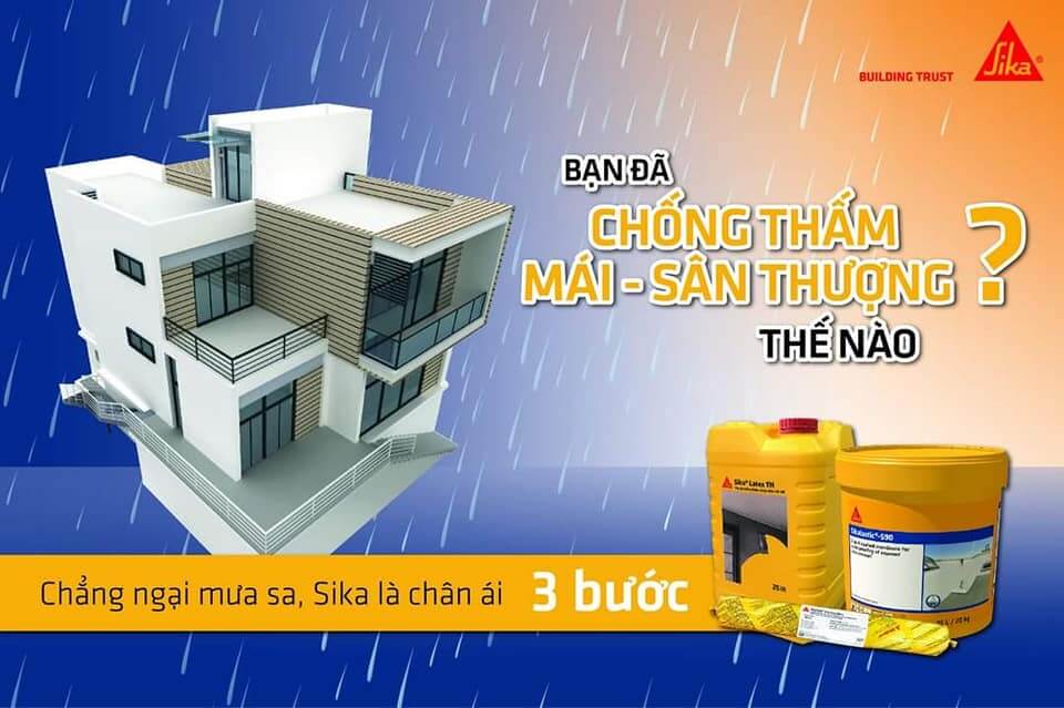 Bước 1: Cán vữa tạo dốc đã trộn phụ gia chống thấm SikaLatex® TH.