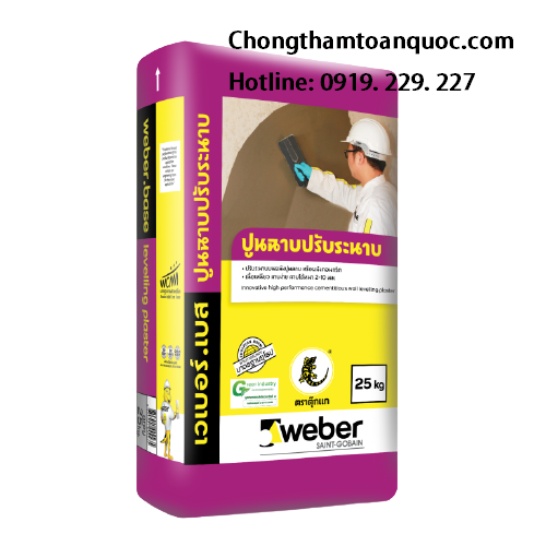 Weberbase levelling plaster - Vữa xi măng dùng làm phẳng bề mặt tường